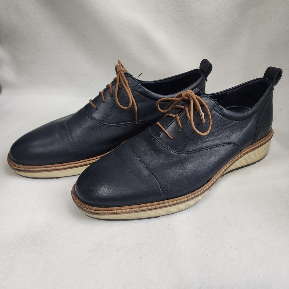 Ecco St.1 Hybrid 83674401303 Mens US 11 Derby Blue Leather Cap Toe Dress Shoes